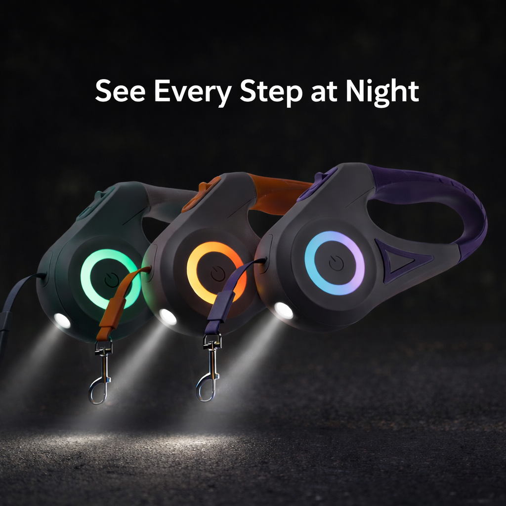 LED Retractable Dog Leash – Stay Visible & Walk Safe at Night