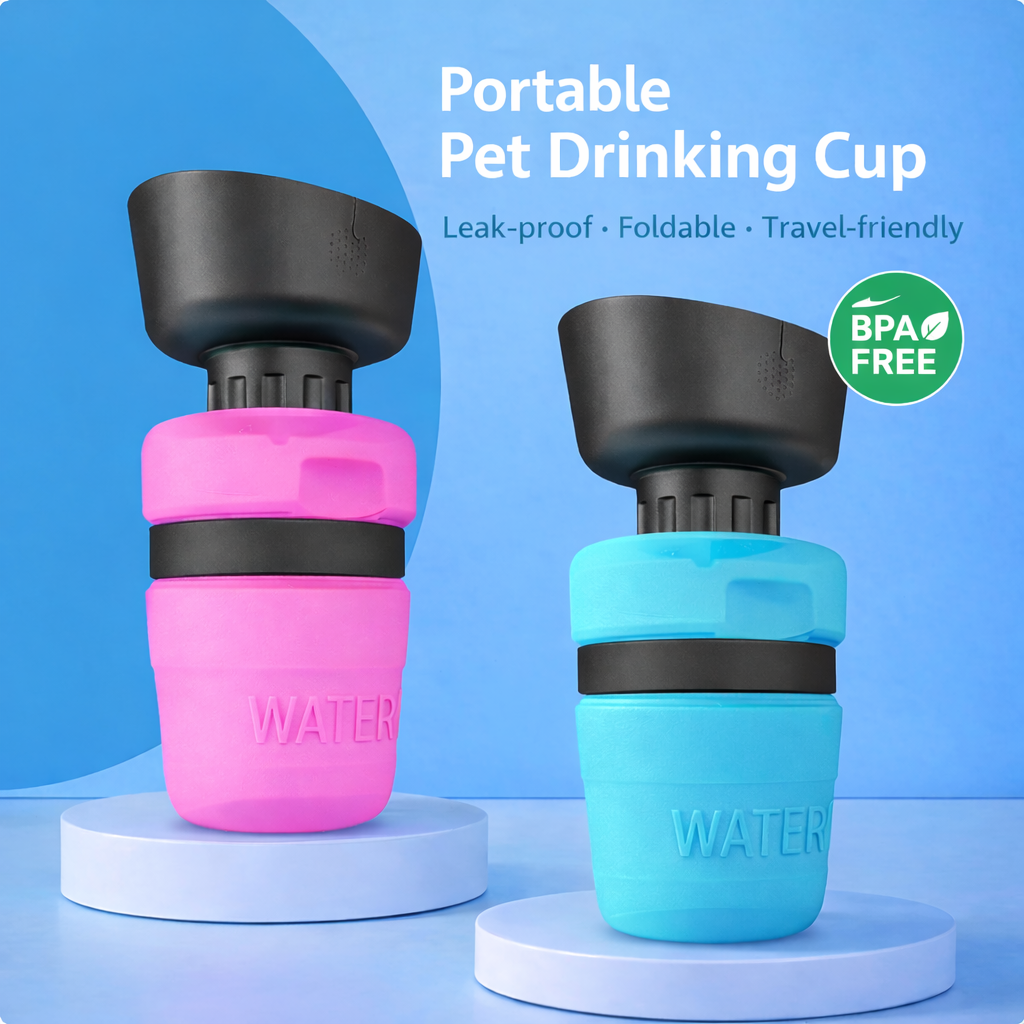 Portable Pet Drinking Cup – Leak-Proof & Foldable Travel Bottle