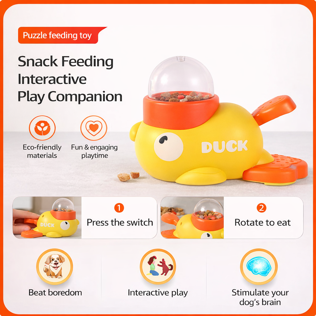 Duck Puzzle Feeder – Interactive Treat Toy for Dogs & Cats