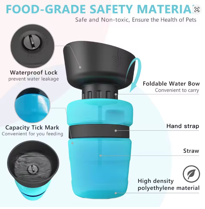 Portable Pet Drinking Cup – Leak-Proof & Foldable Travel Bottle